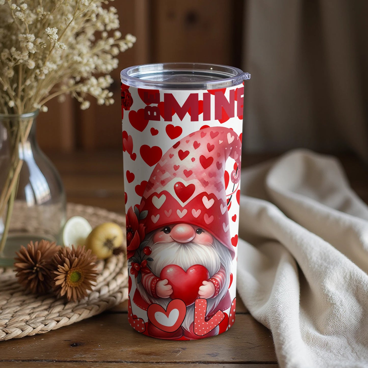 Cute Gnome in Valentine's Theme Tumbler Product