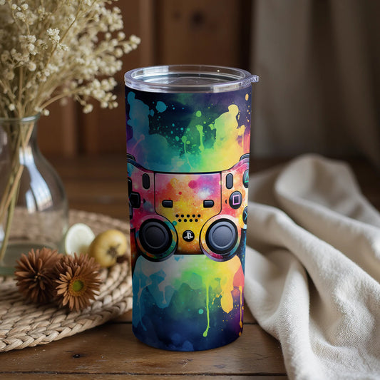 Vibrant Gaming Controller Themed Tumbler for Gamers