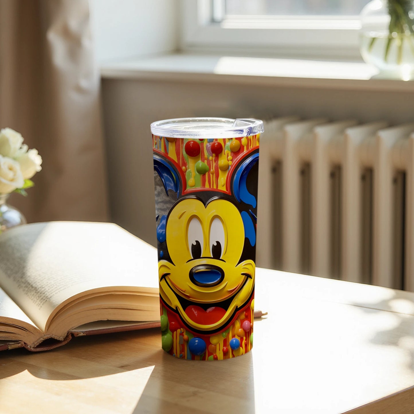 Colorful Vibrant Mickey Mouse Design Travel Mug