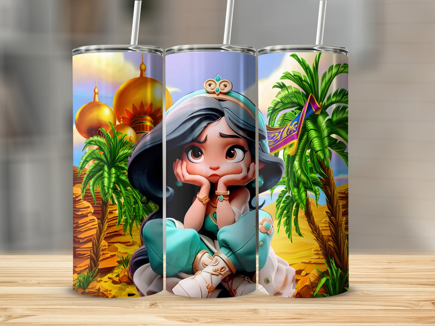 Princess and Desert Oasis Cartoon Tumbler Product