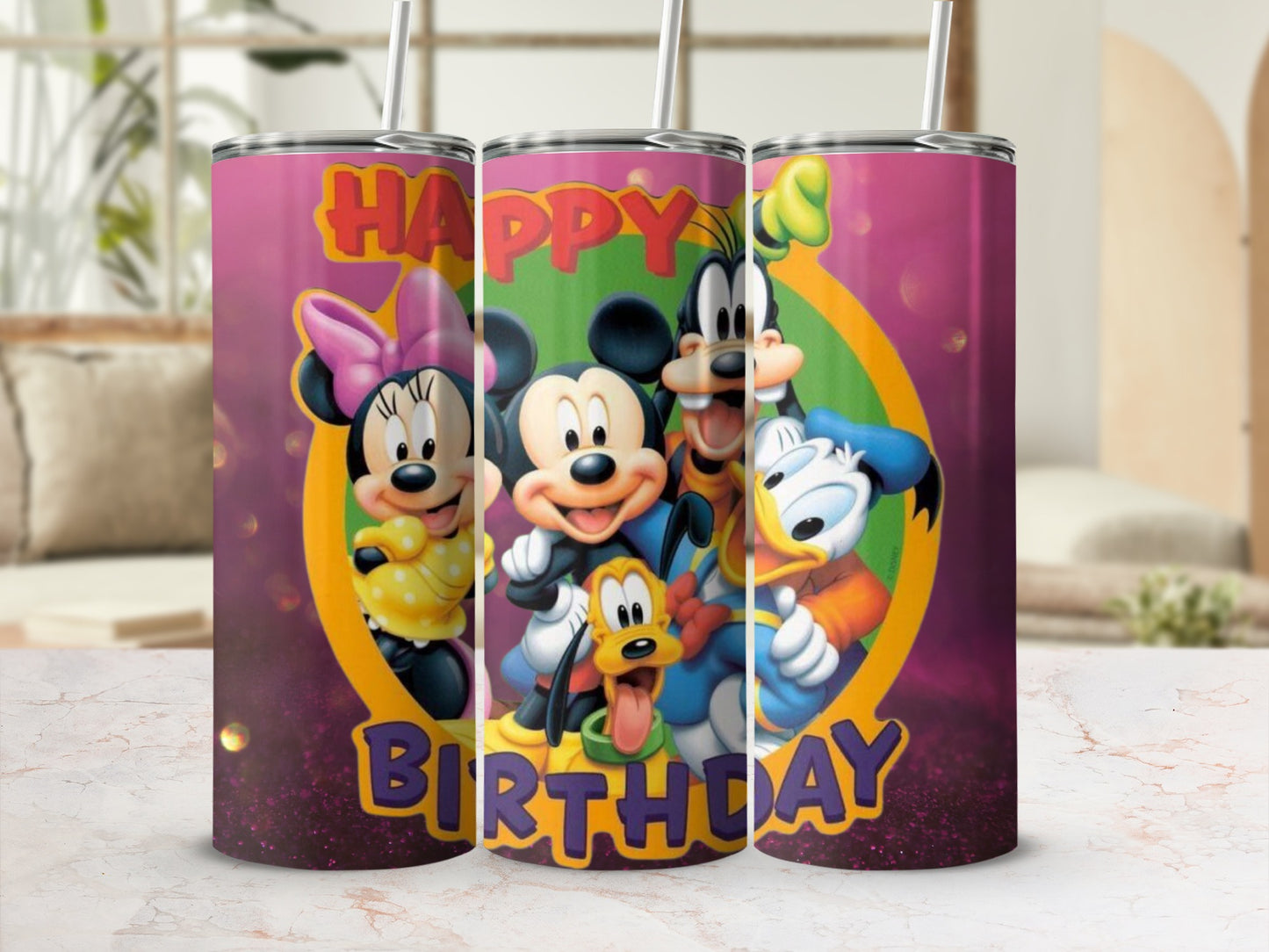 Happy Birthday Disney Character Tumbler Cup