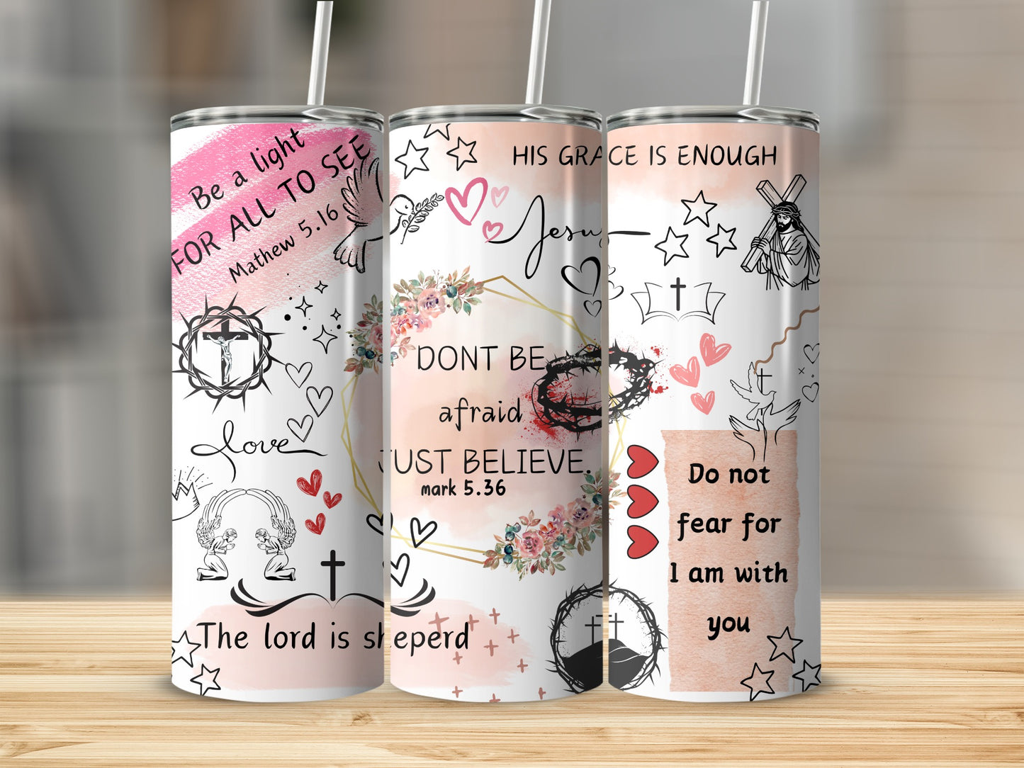 Inspirational Christian Tumblers with Bible Verses