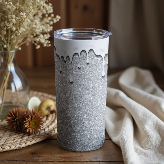 Dripping White on Gray Tumbler Stunning Drinkware