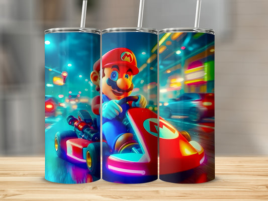 Colorful Mario Kart Racing Tumbler with Straw Product