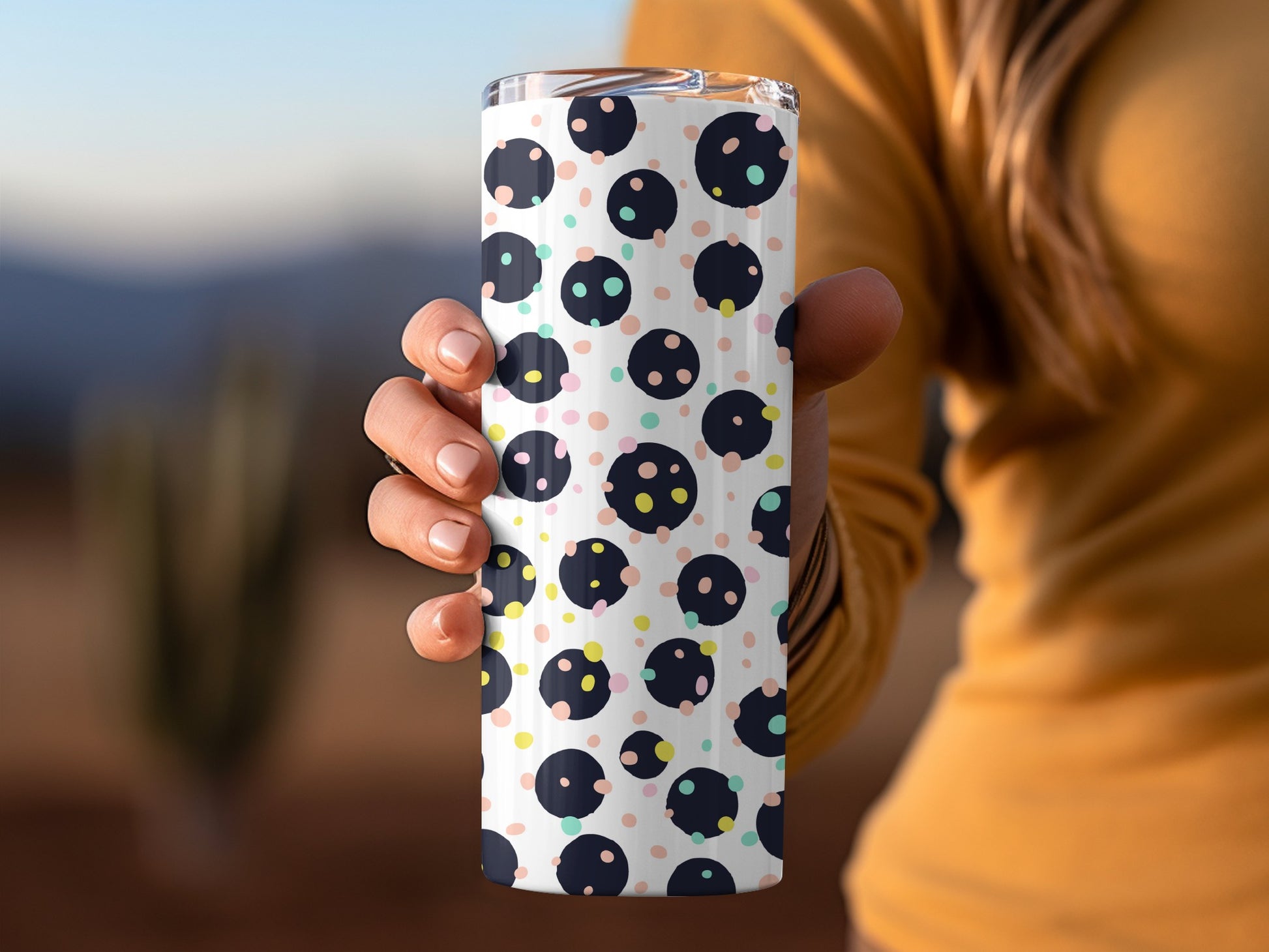 Colorful Polka Dot Insulated Tumbler Cup for Beverages