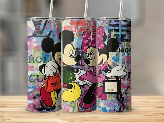 Stylish Mickey and Minnie Themed Tumbler Set
