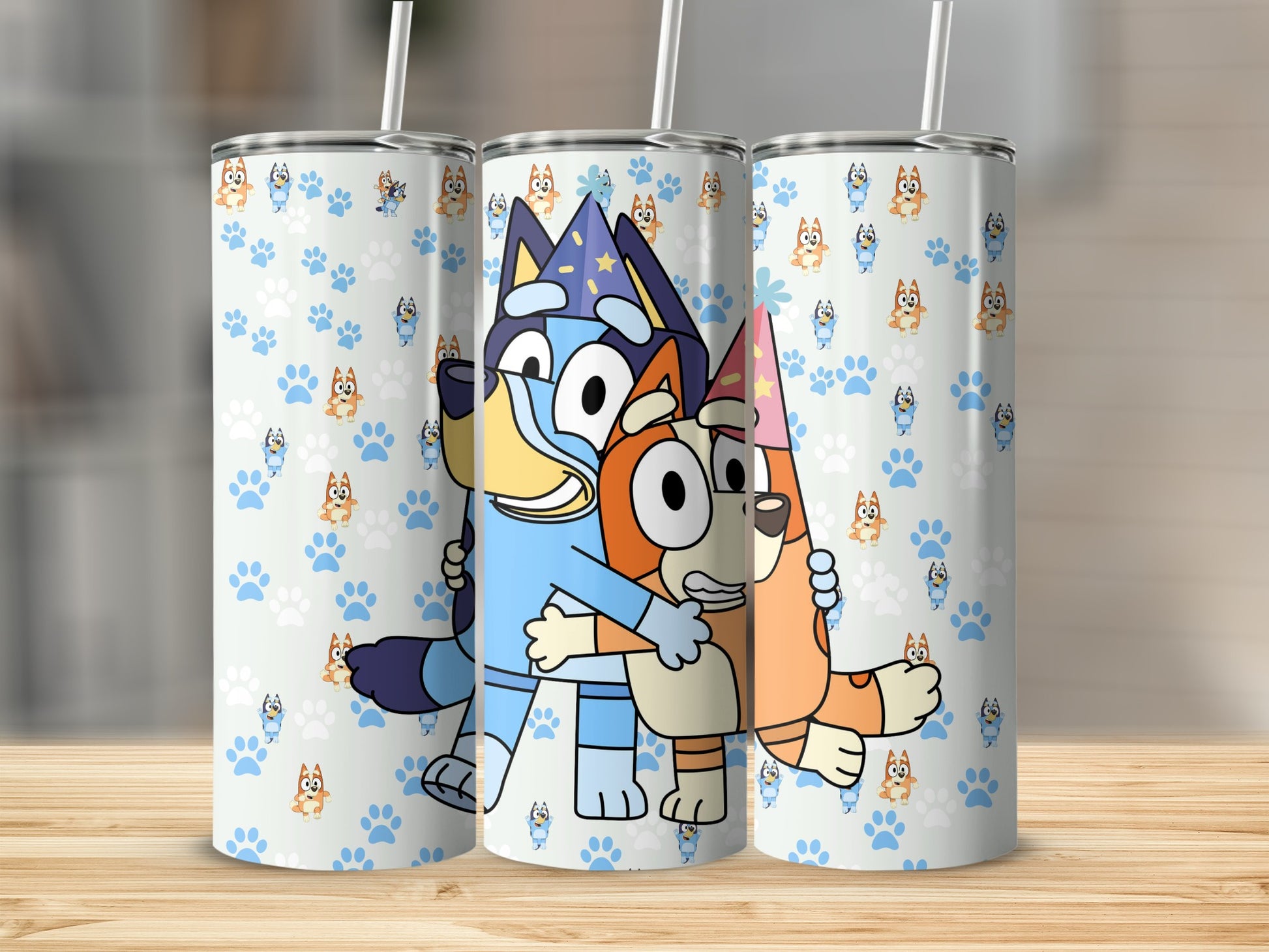 Cute Cartoon Dog Family Paw Print Pattern Tumbler