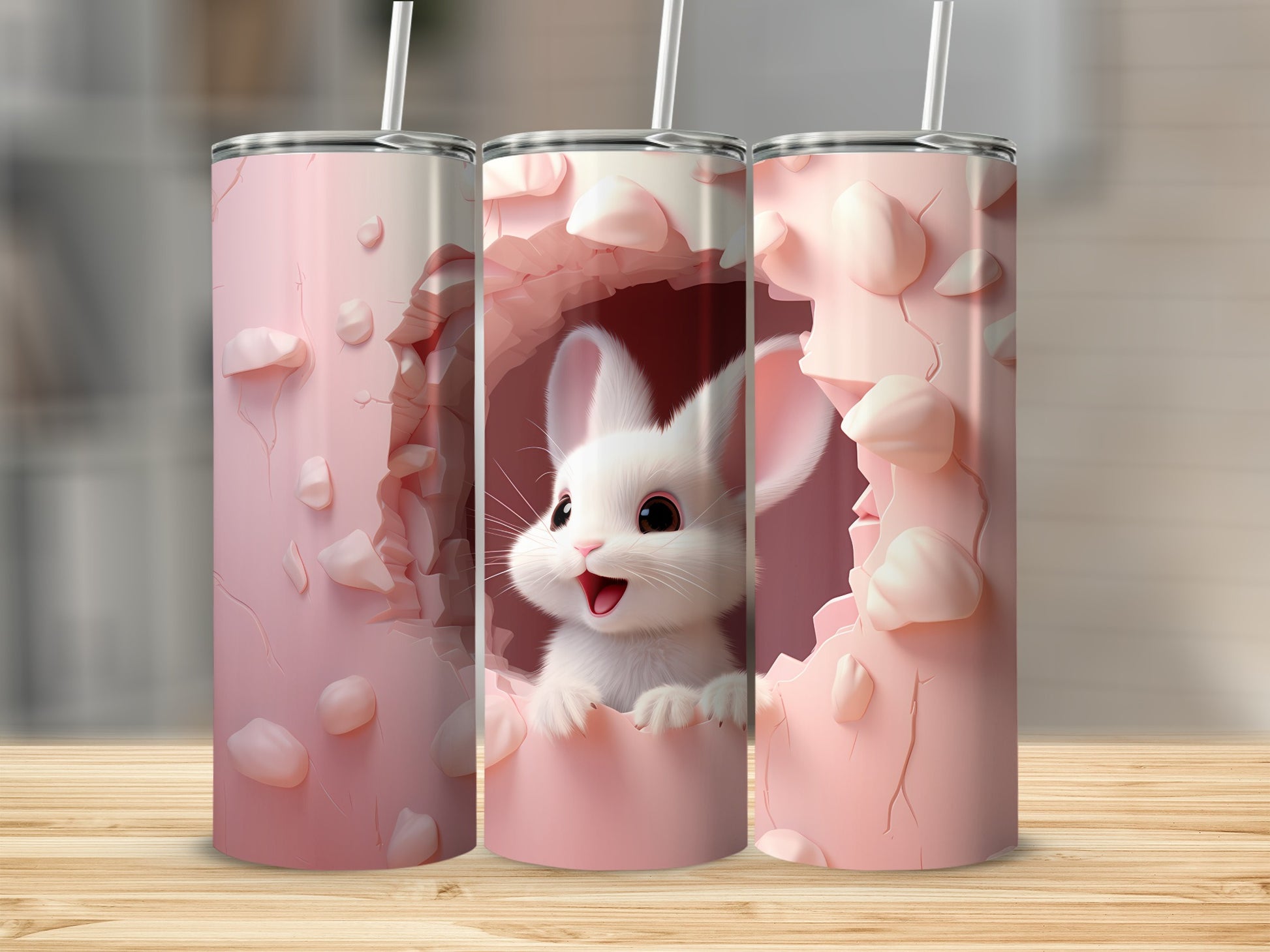 Adorable Bunny Peek A Boo Design Tumbler Product