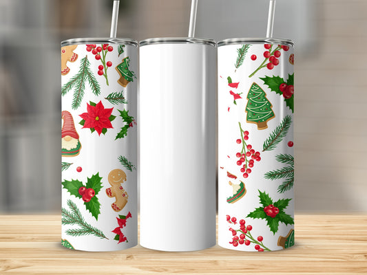 Christmas Themed Stainless Steel Tumbler Flask with Straw