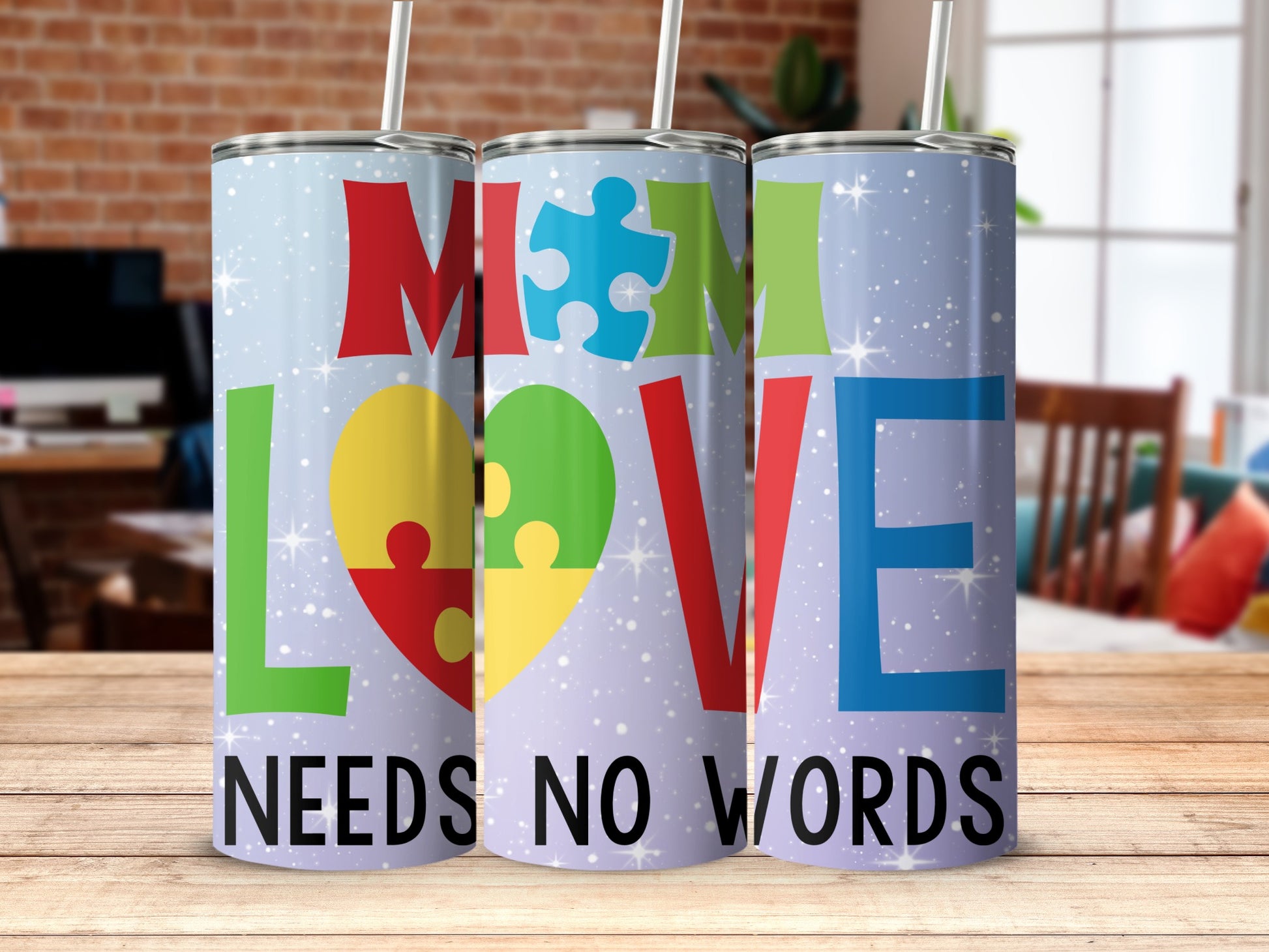 Autistic Mom Love Needs No Words tumbler
