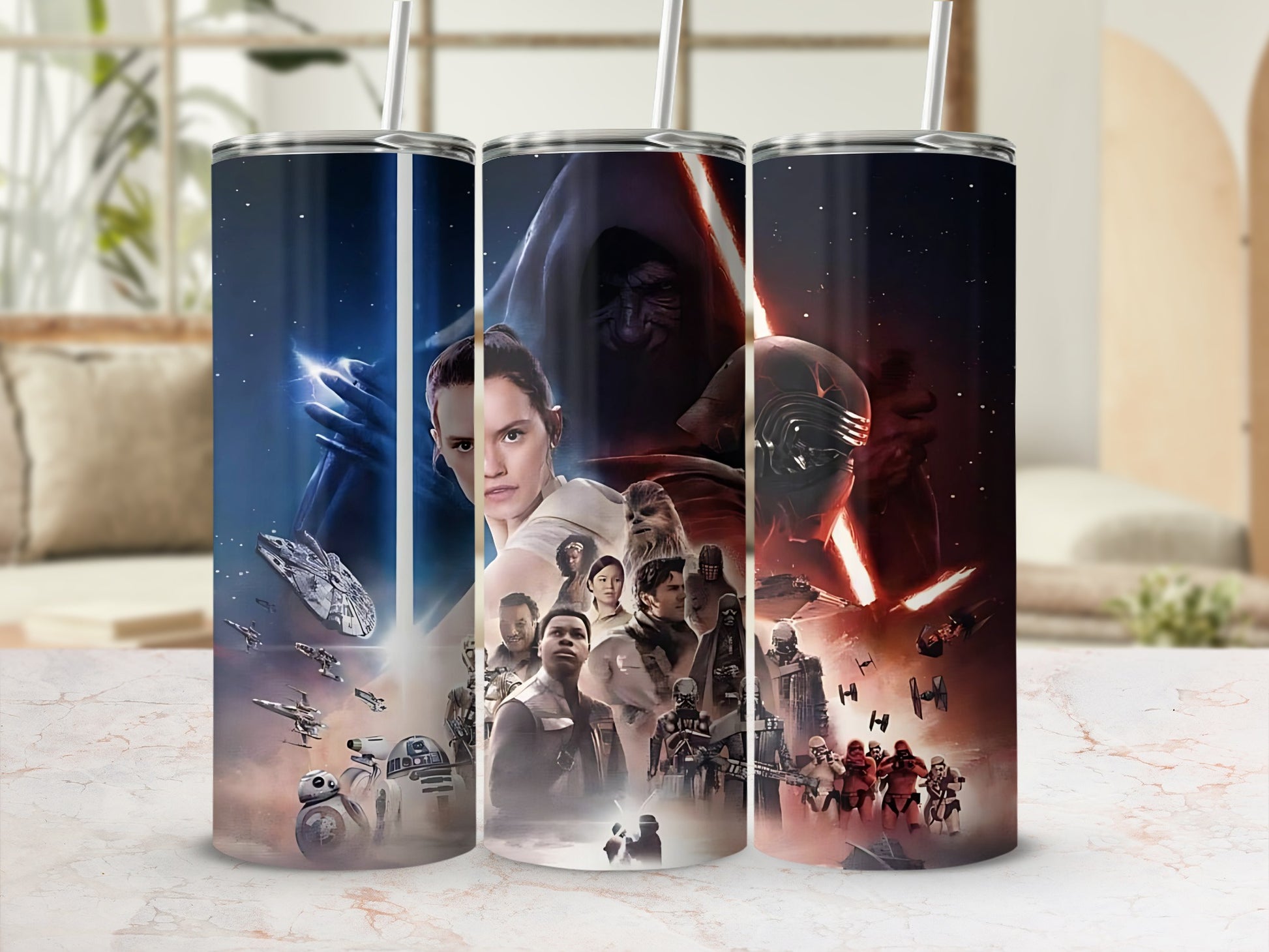 Star Wars Rey Kylo Ren Finn Chewbacca Heroes Villains Tumbler product type