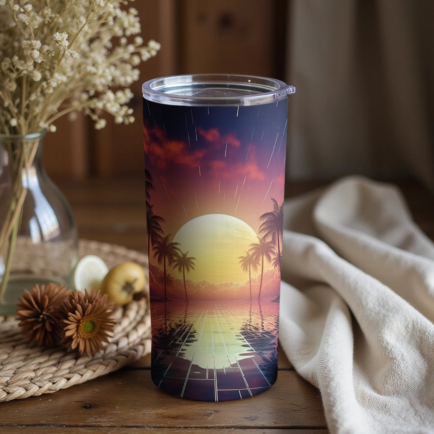 Stunning Sunset Beach Scene Insulated Travel Tumbler