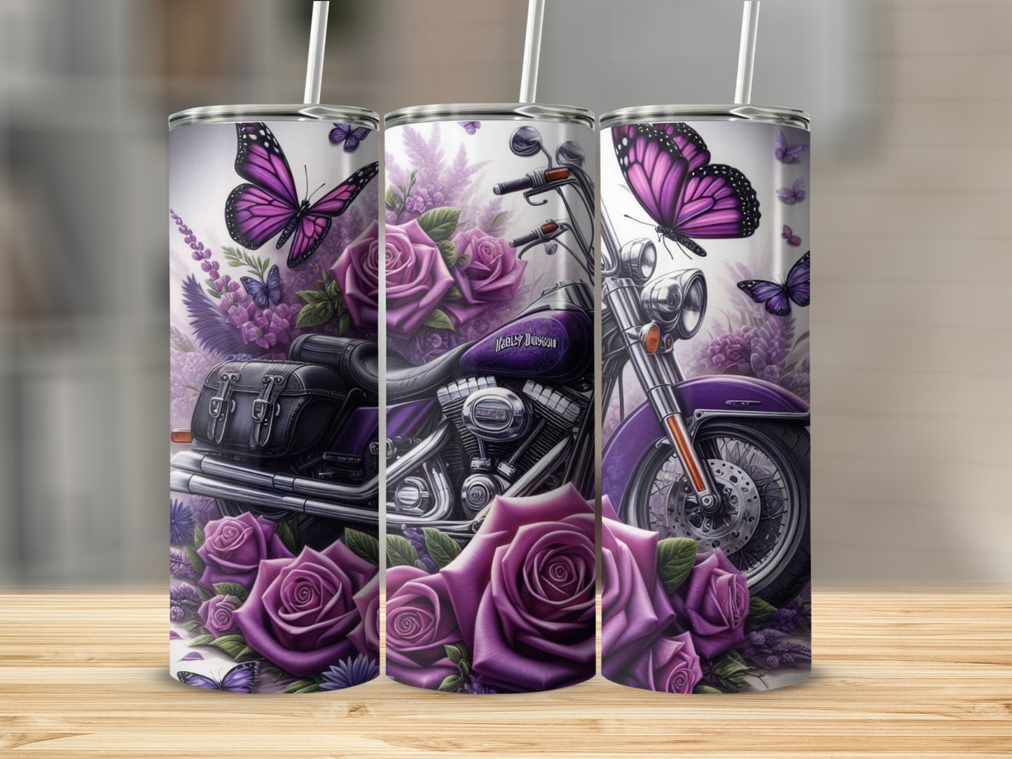 Purple Motorcycle Roses Butterflies HARLEY DAVIDSON product type