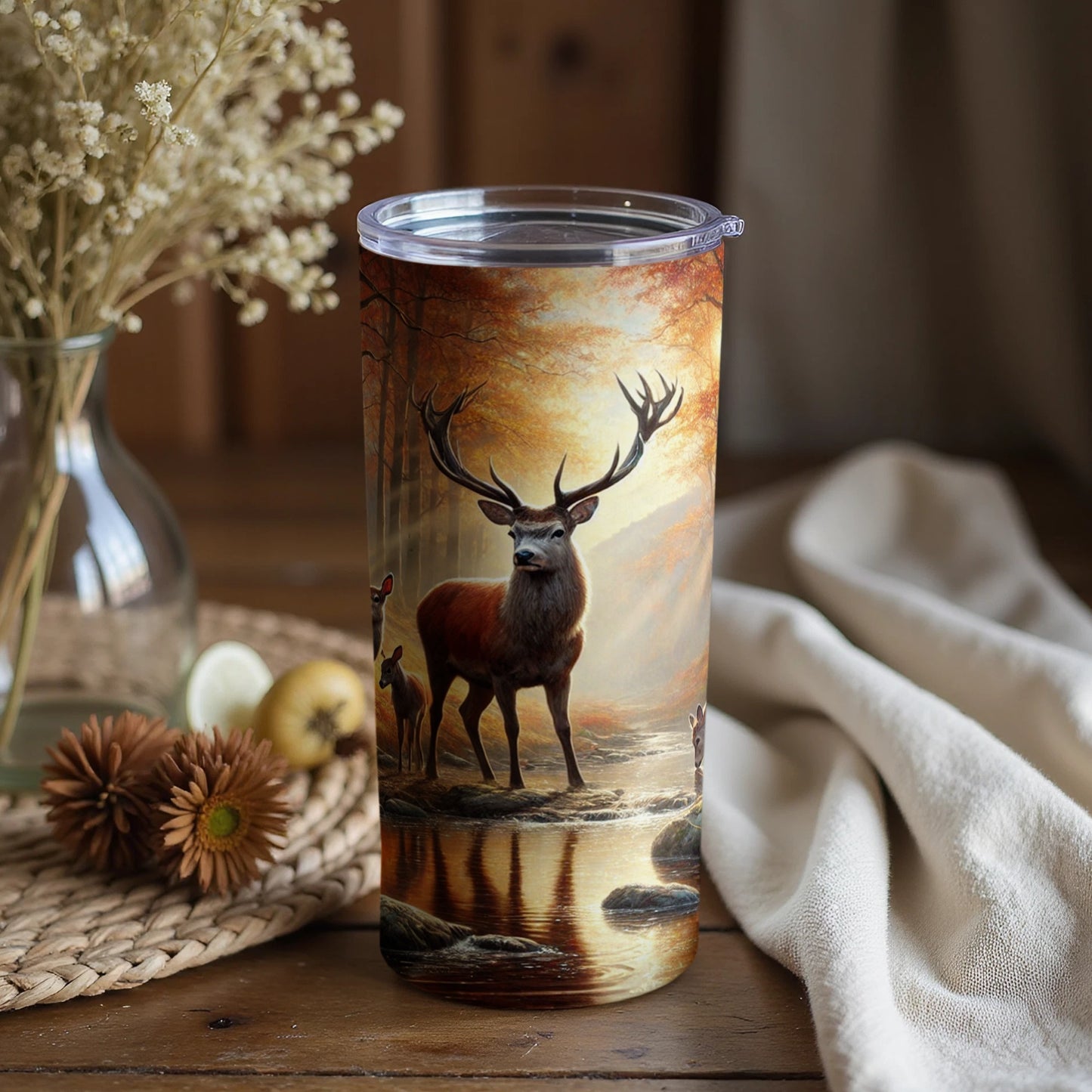Majestic Deer in Autumn Forest Insulated Tumbler