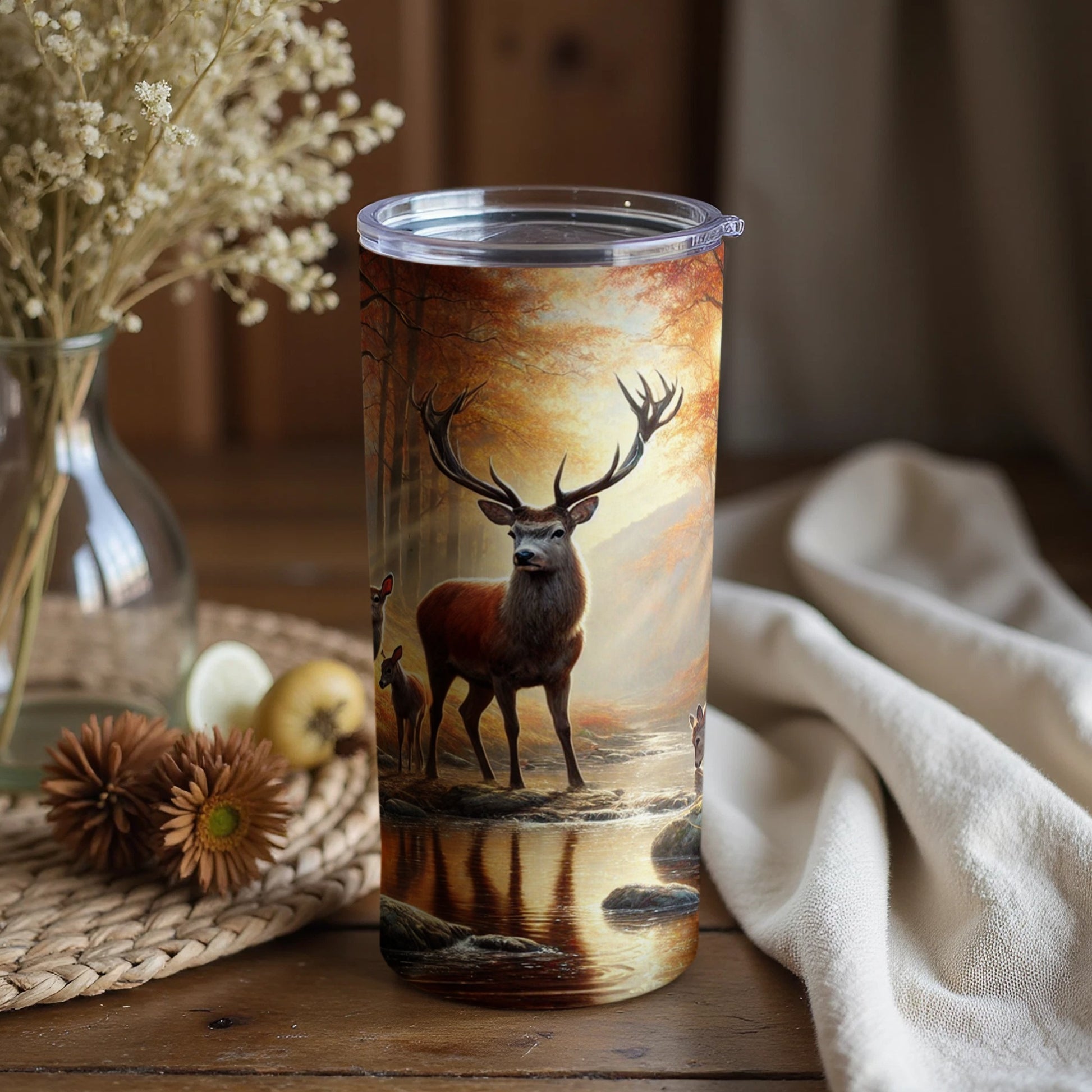 Majestic Deer in Autumn Forest Insulated Tumbler