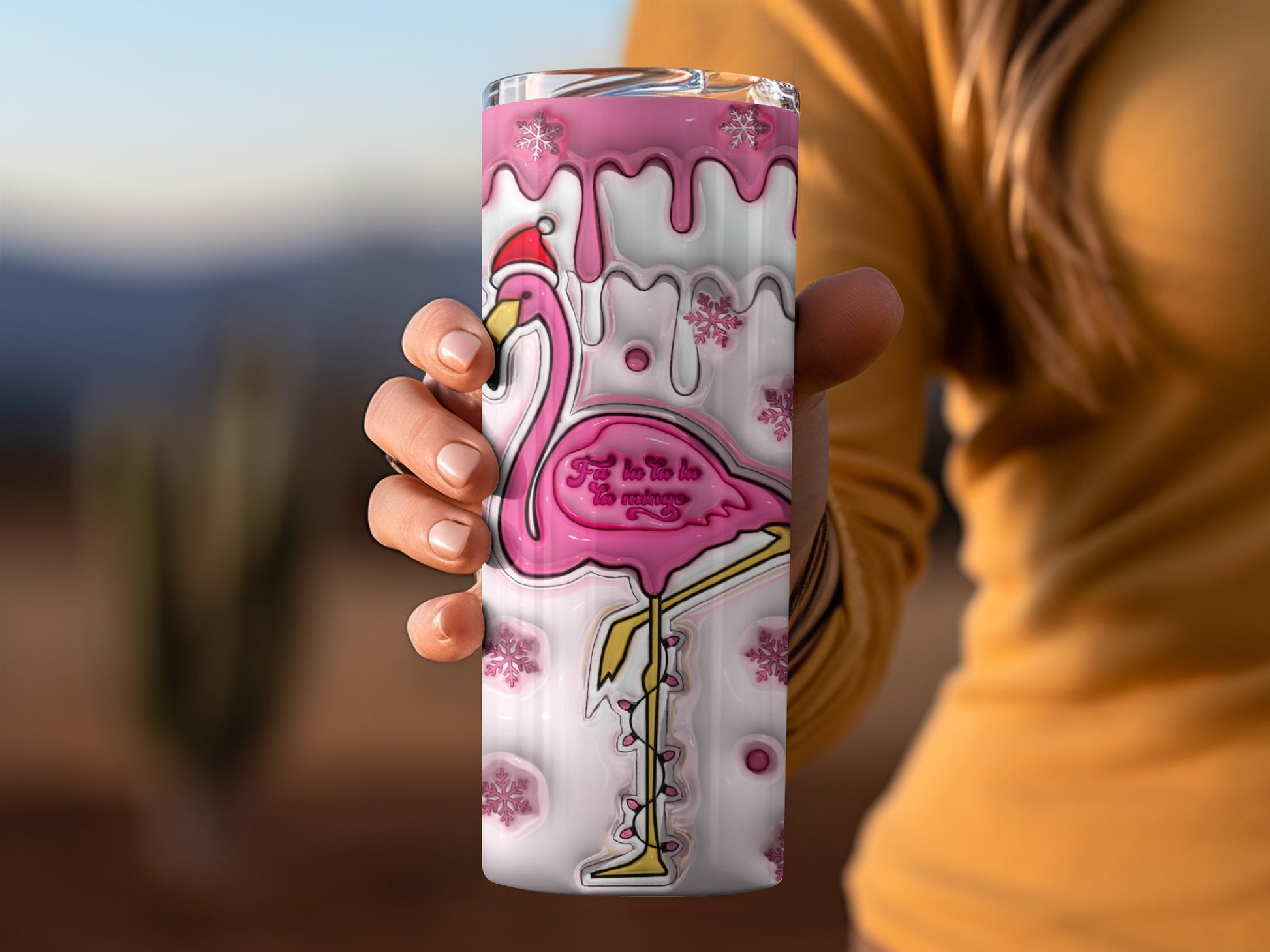 Festive Flamingo With Snowflakes Design Holiday Item