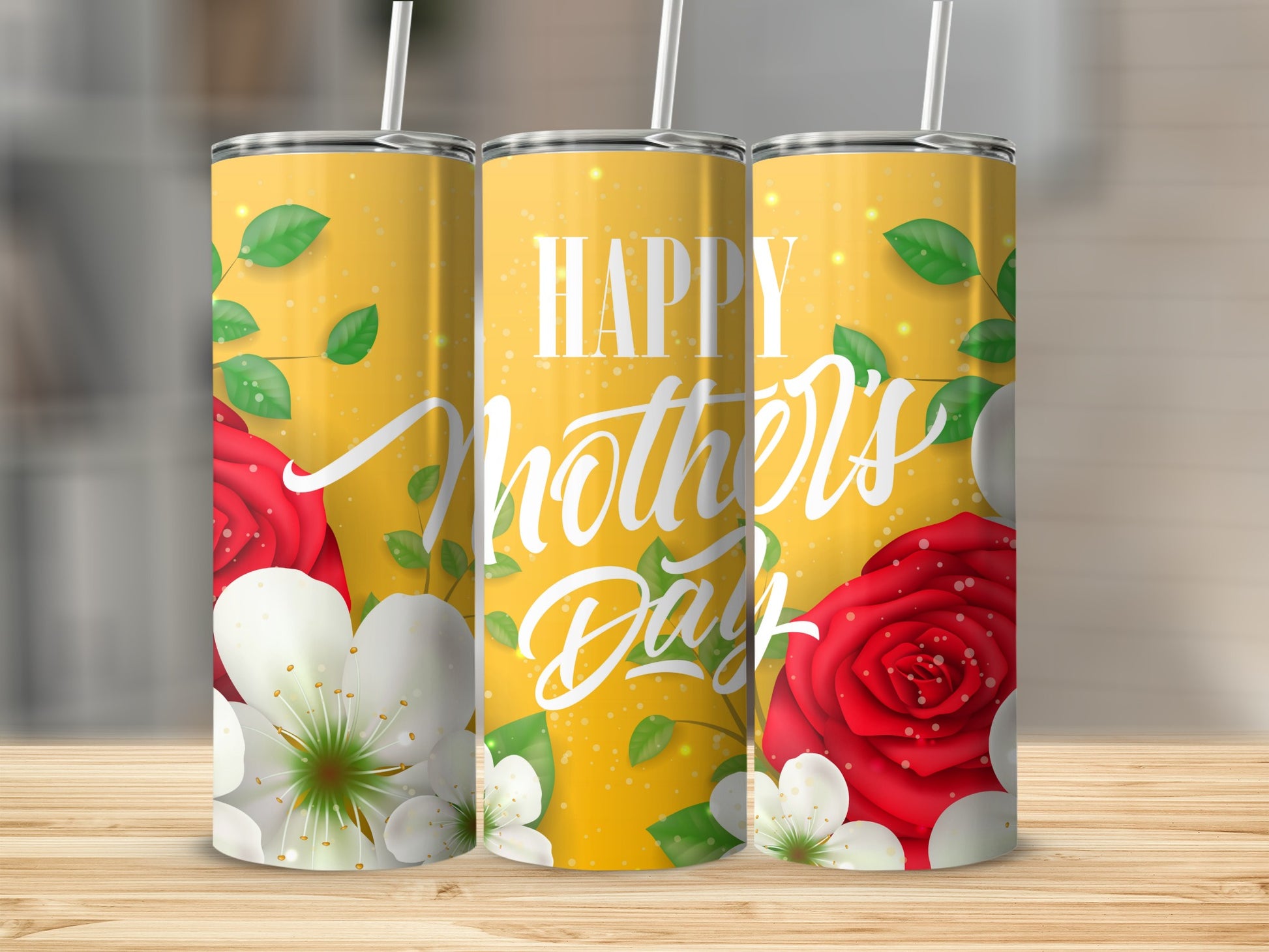 Happy Mother's Day Floral Design Tumbler Cup