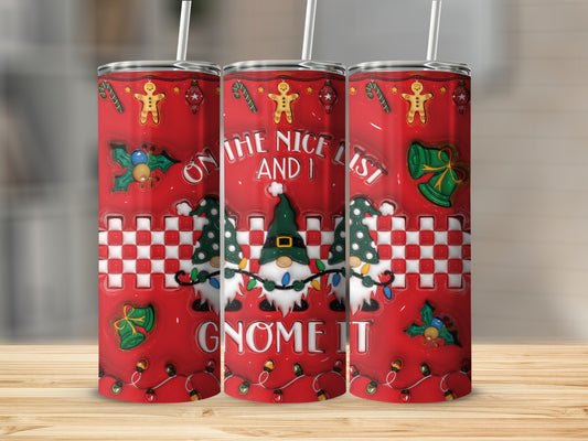 Christmas Gnome On The Nice List Tumbler