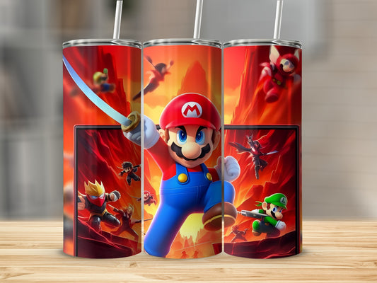 Super Mario Bros Metal Gaming Artwork Tumbler Cups