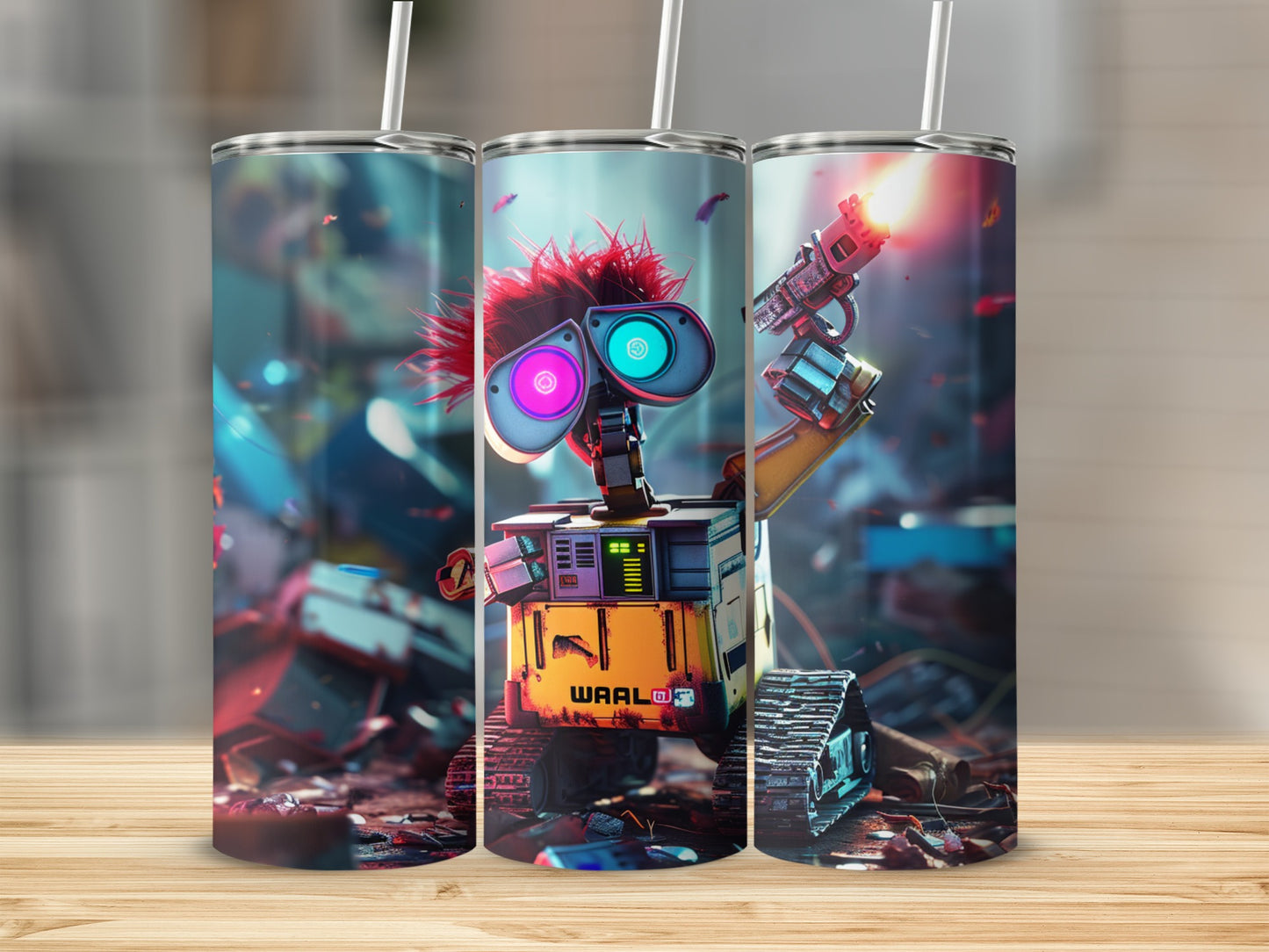 Colorful Robot Character with Laser Eye Tumbler Product