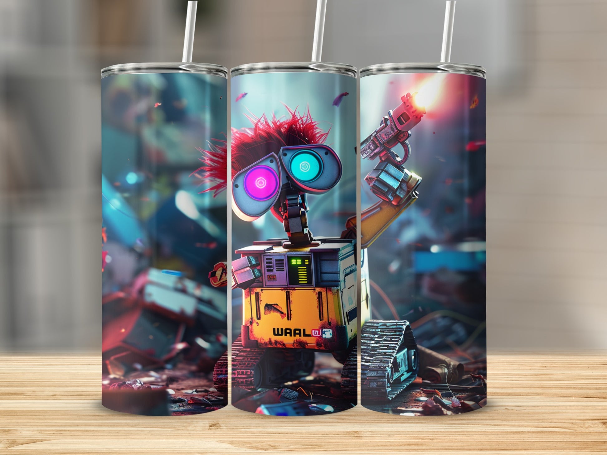 Colorful Robot Character with Laser Eye Tumbler Product