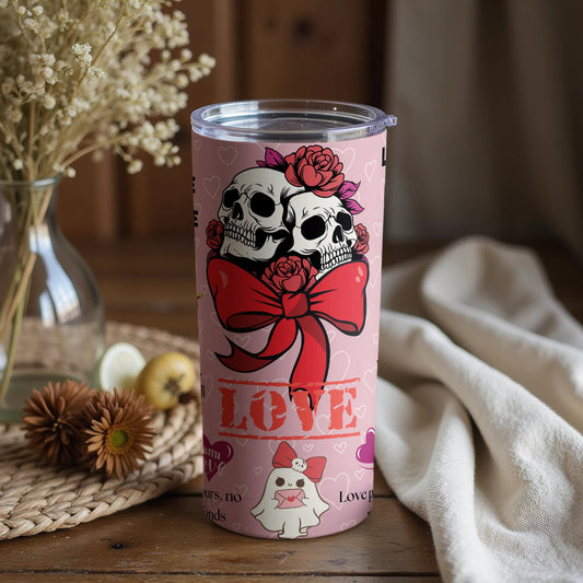 Skull Love Floral Design Pink Tumbler Valentine's Gift