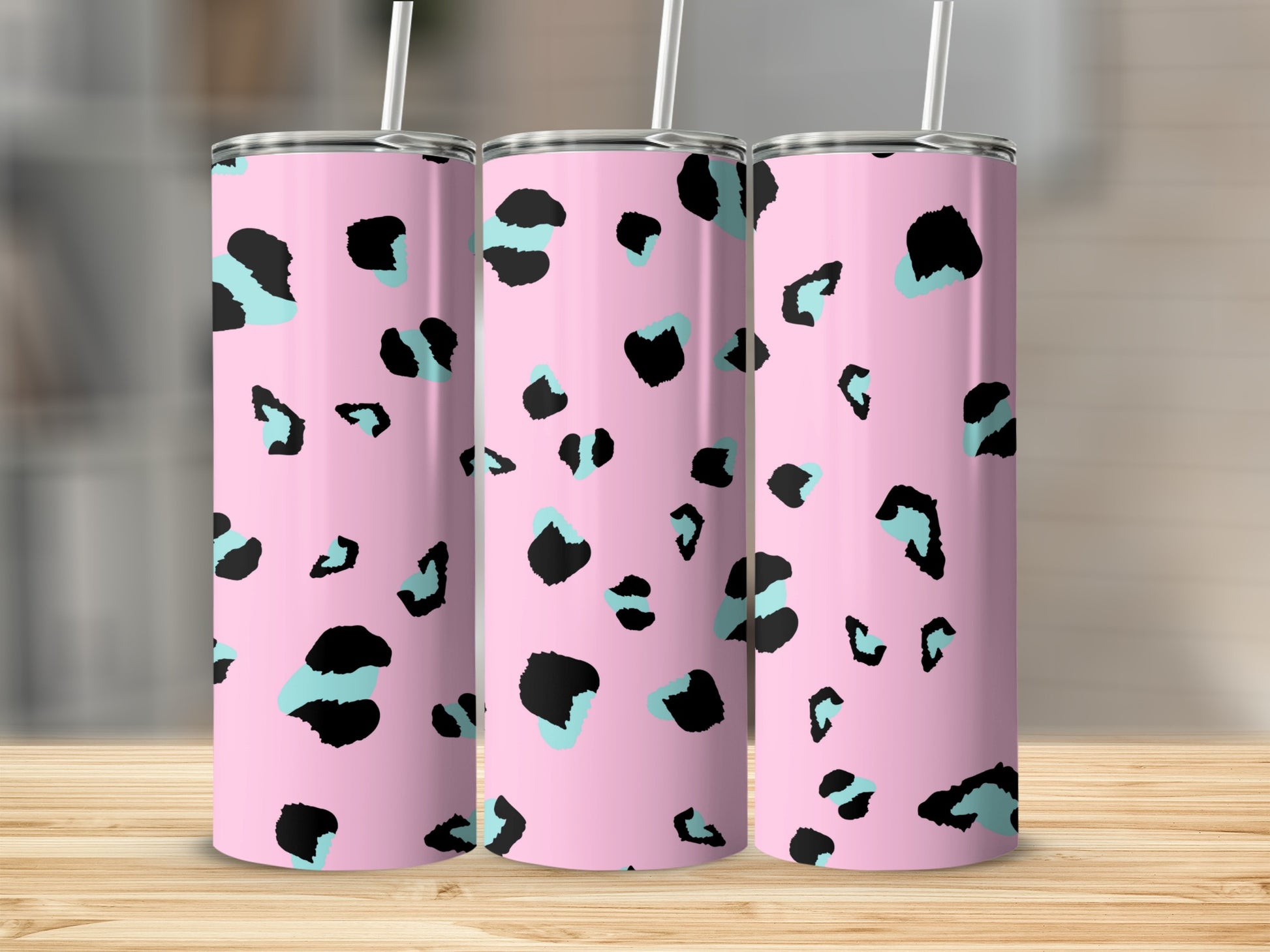 Pink and Black Leopard Print Design Tumbler
