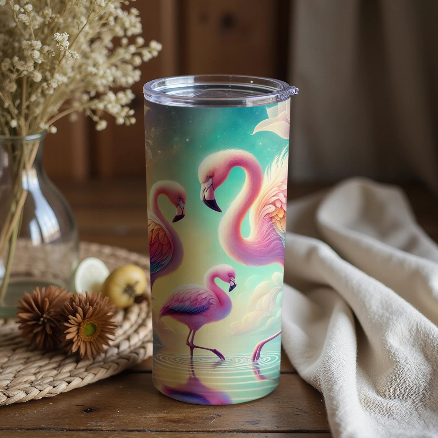Enchanted Flamingo Design Stainless Steel Tumbler