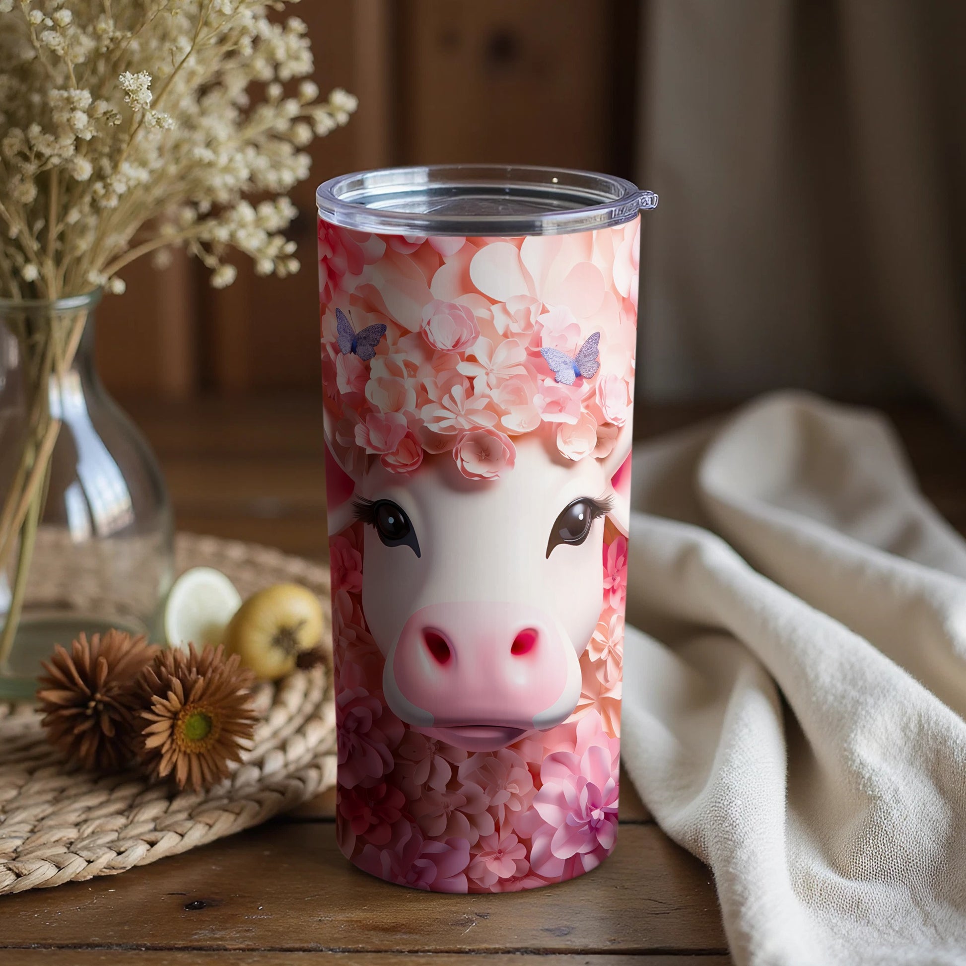Cute Floral Cow Tumbler Pink Butterflies Adornment product type
Cow tumbler, Floral design, Pink flowers, Cute cow, Butterfly art, Tumbler cup, Animal print, Farm animal, Whimsical gift, Beverage holder, Drinkware item, Unique design, Spring theme, Summer vibes, Gift idea, Cow decor, Flower pattern, Pink aesthetic, Travel tumbler, Insulated cup