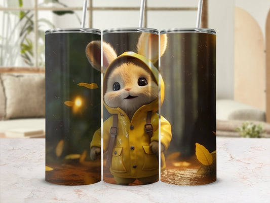 Cute rabbit yellow raincoat design tumbler product type