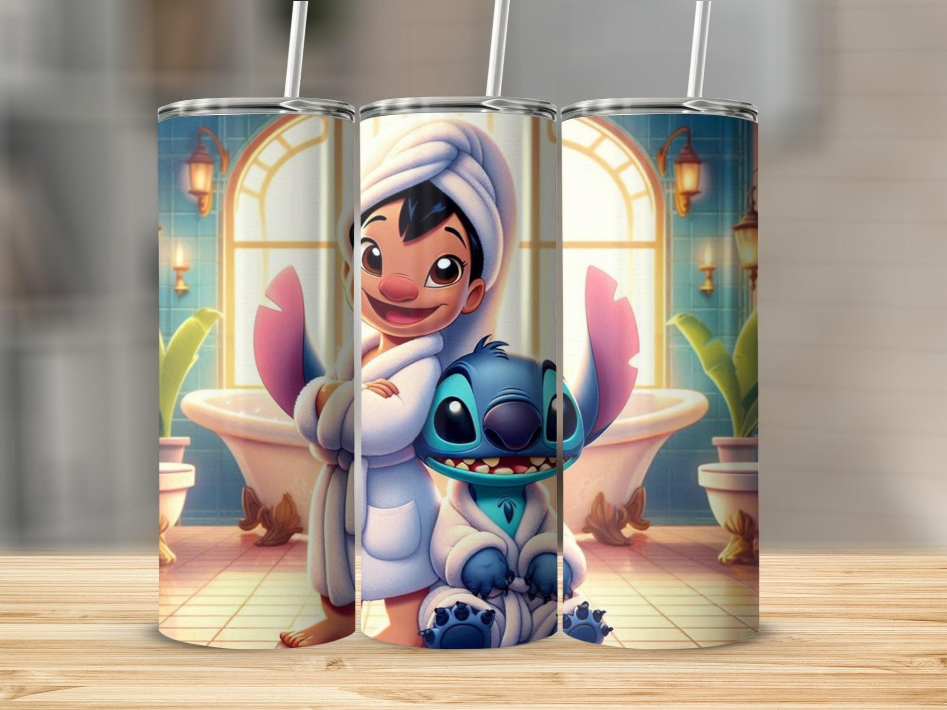 Cute Bathroom Character Print Tumbler 20oz Flask