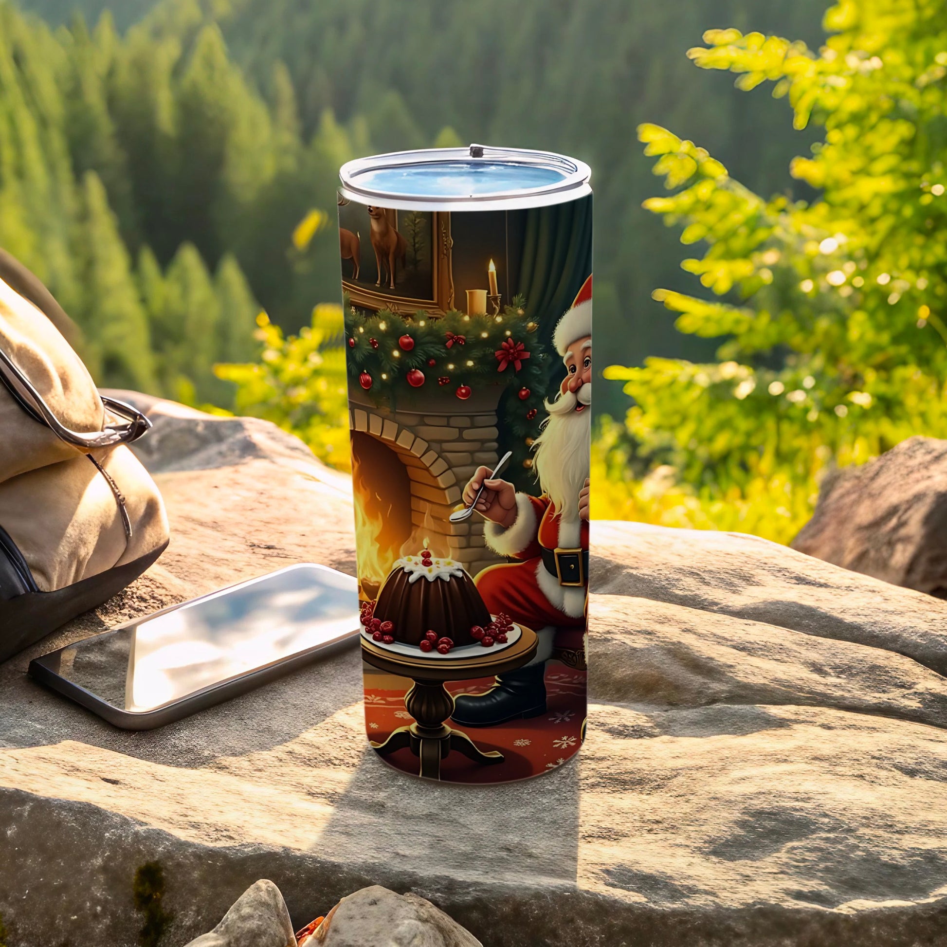 Santa by the Fireplace Christmas Design Tumbler