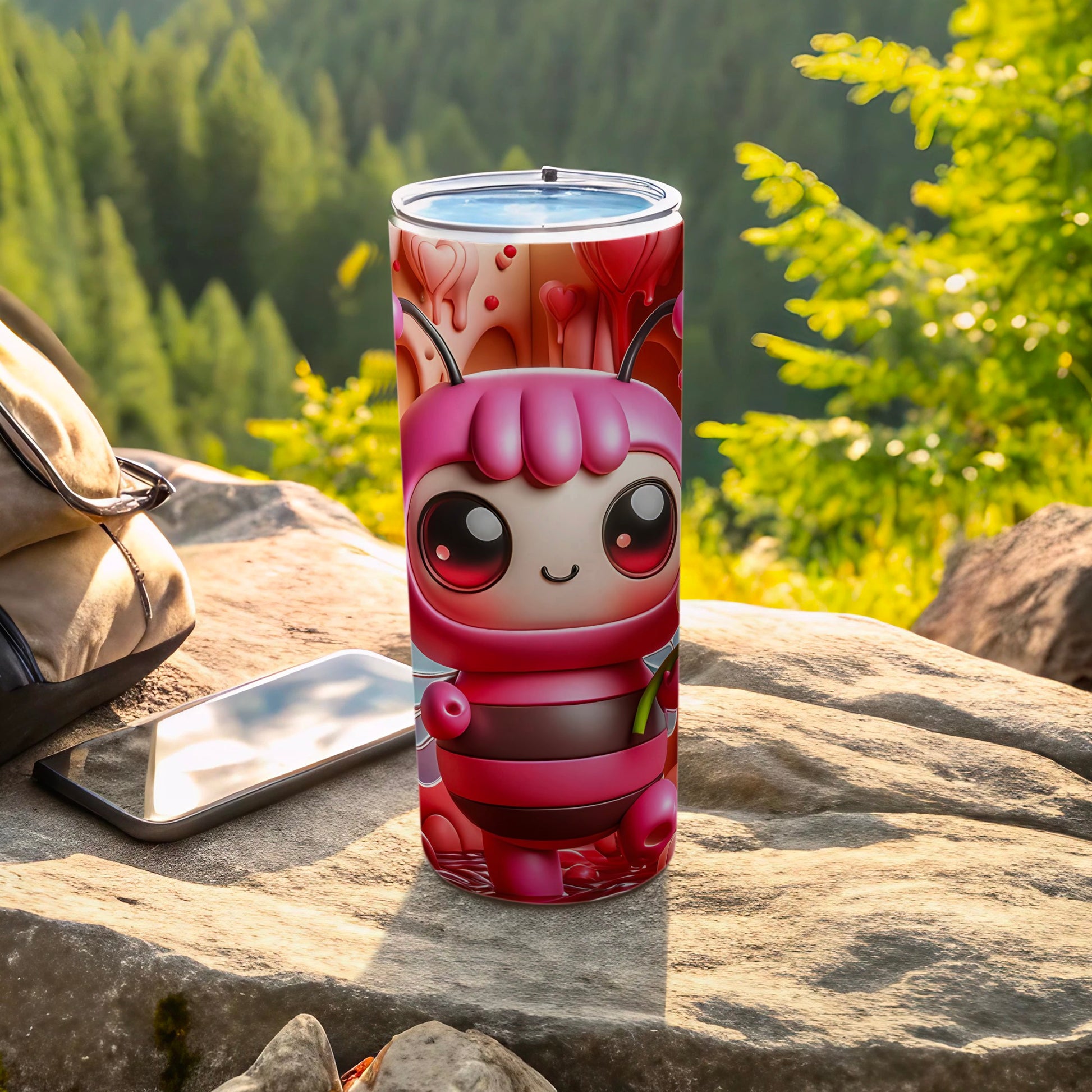 Cute Pink Cartoon Character Insulated Tumbler