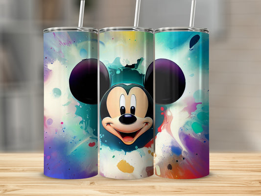 Artistic Mouse Face Splatter Tumbler for Everyday Use
