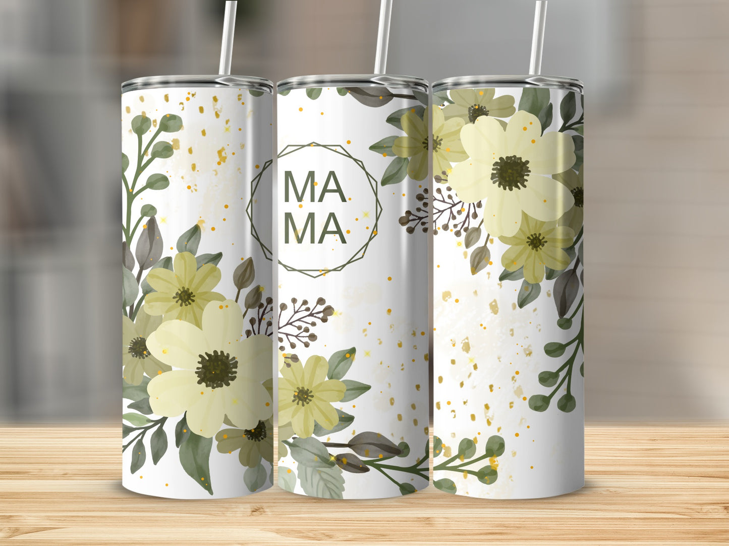 Floral Design Mama Theme Insulated Tumbler Cup