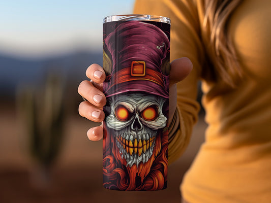 Spooky Skull with Glowing Eyes Graphic Tumbler