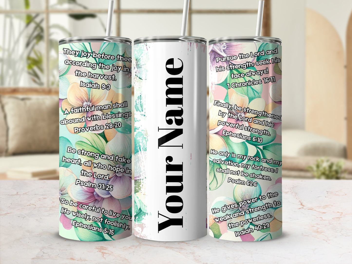 Customizable Inspirational Quote Tumbler with Straw