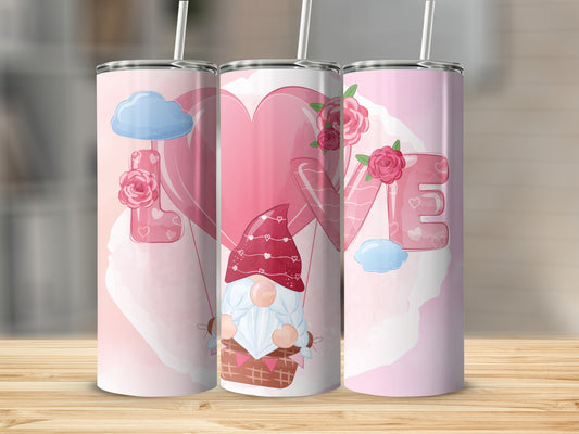 Adorable Gnome Love Graphic Skinny Tumbler