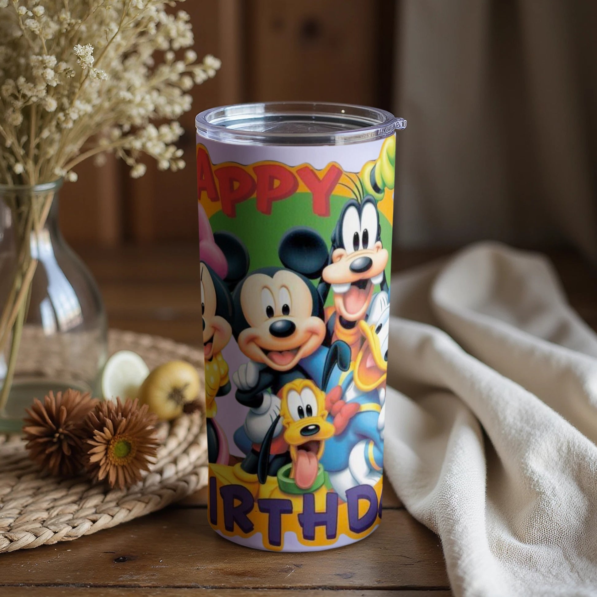 Happy Birthday Disney Characters Tumbler