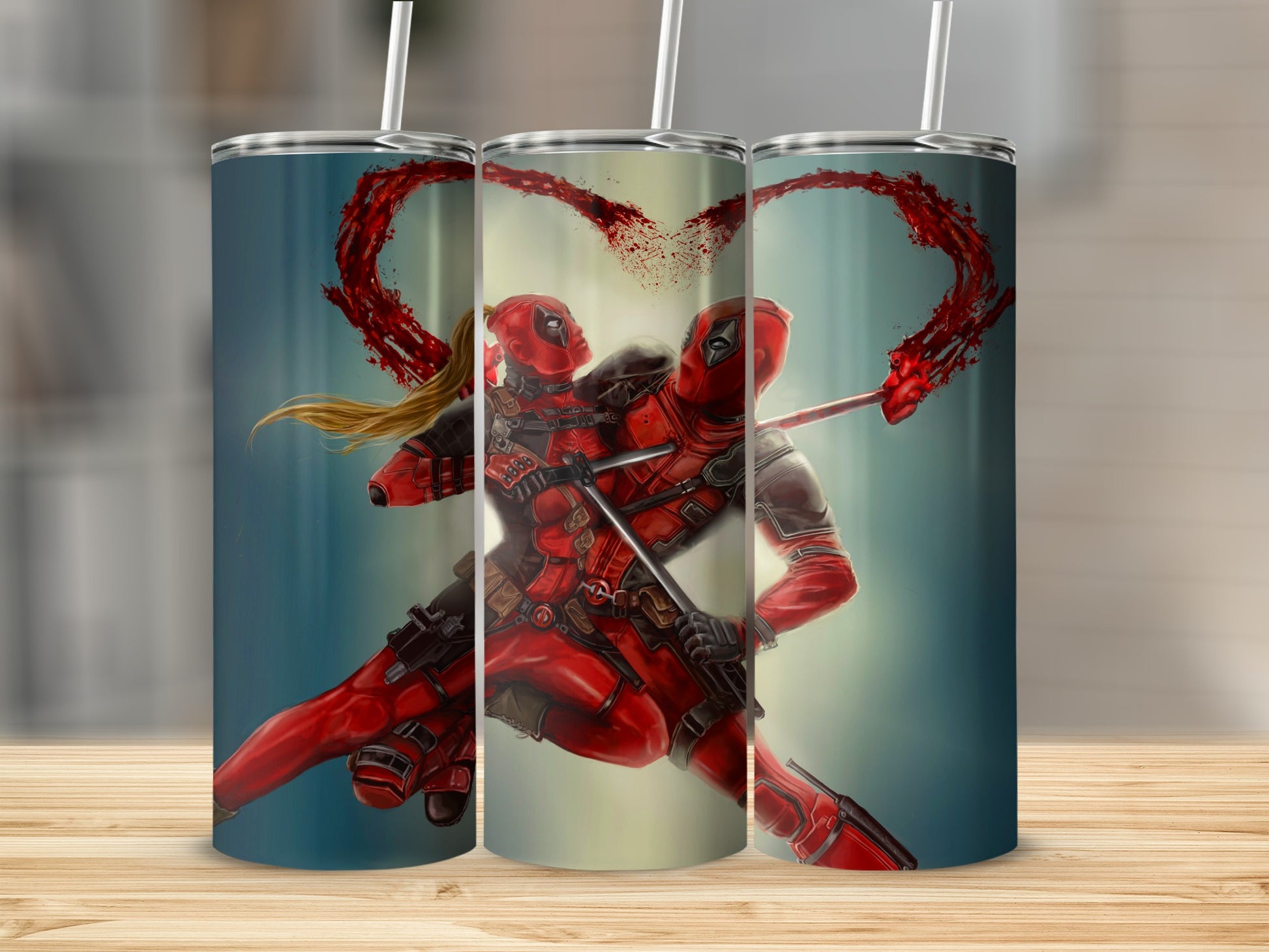 Deadpool Lady Deadpool Love Heart Design Tumbler