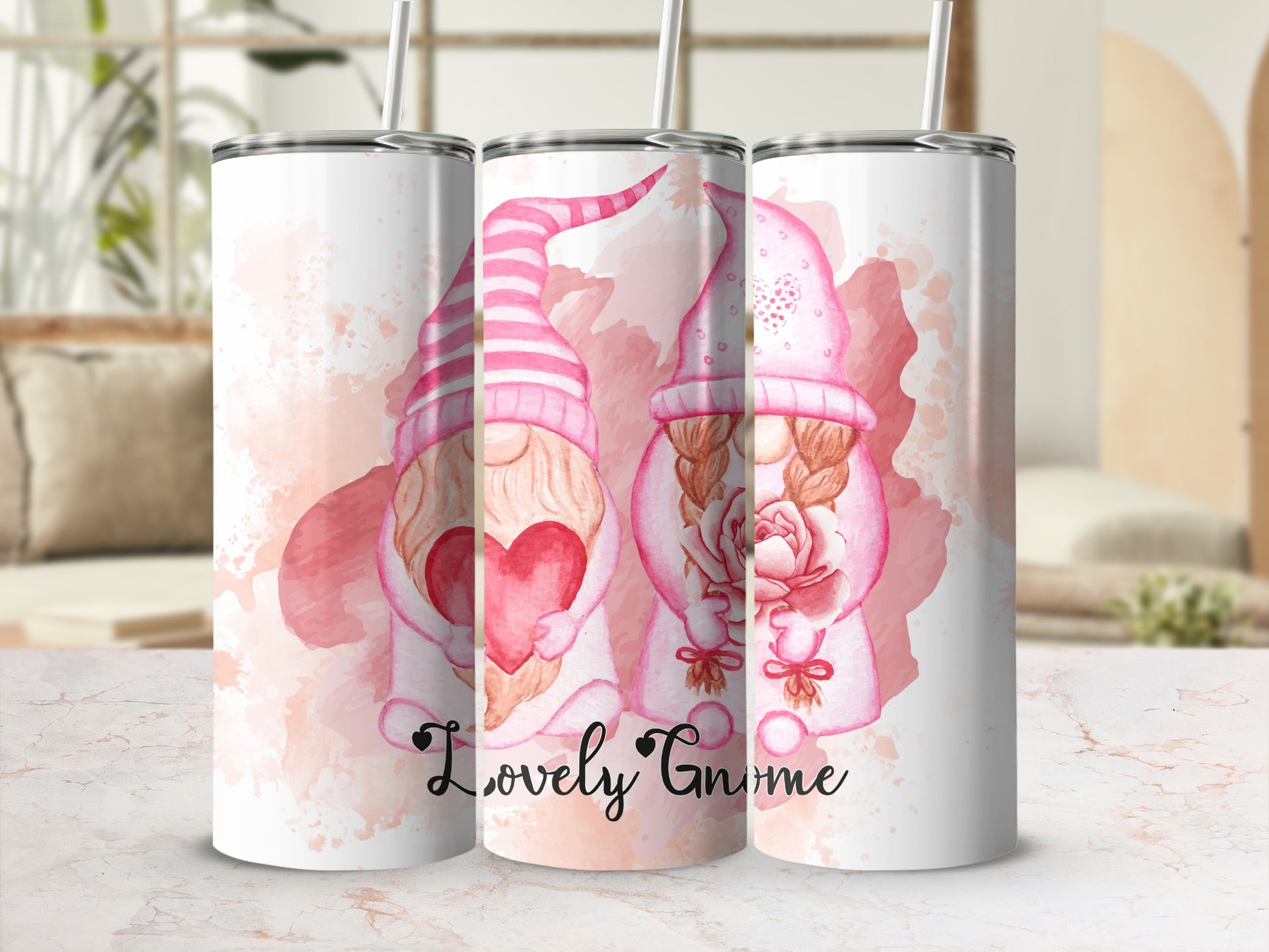 Lovely Gnomes Watercolor Art Tumblers