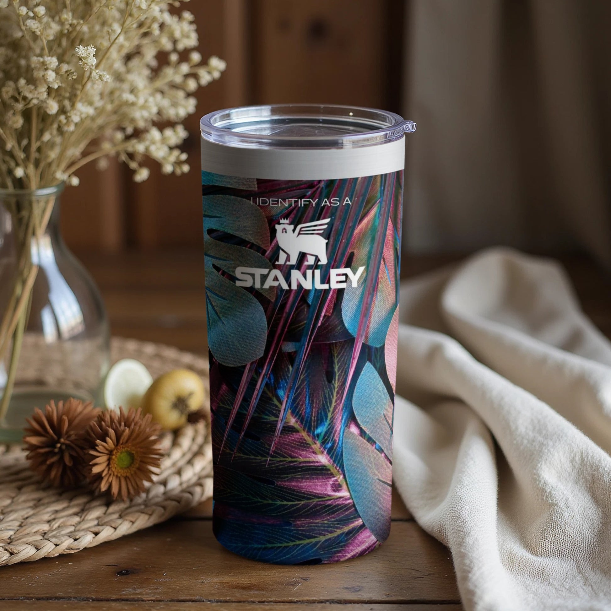 I Identify As A Stanley Tumbler With Beautiful Floral Design