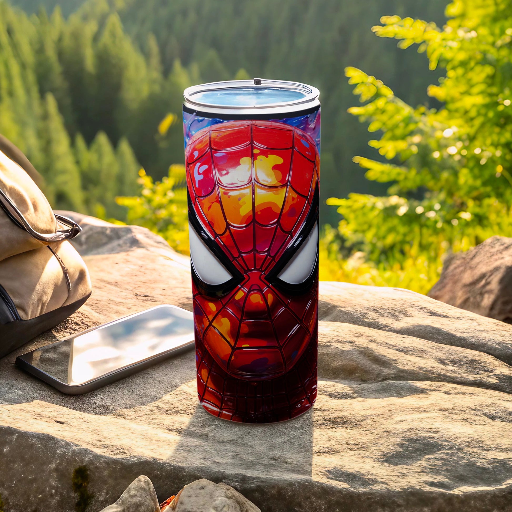 Vibrant Spiderman Face Design Insulated Drink Tumbler