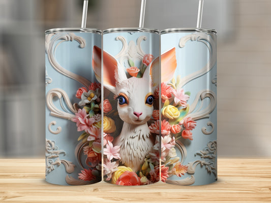 Stunning Floral Bunny Print Design Tumbler