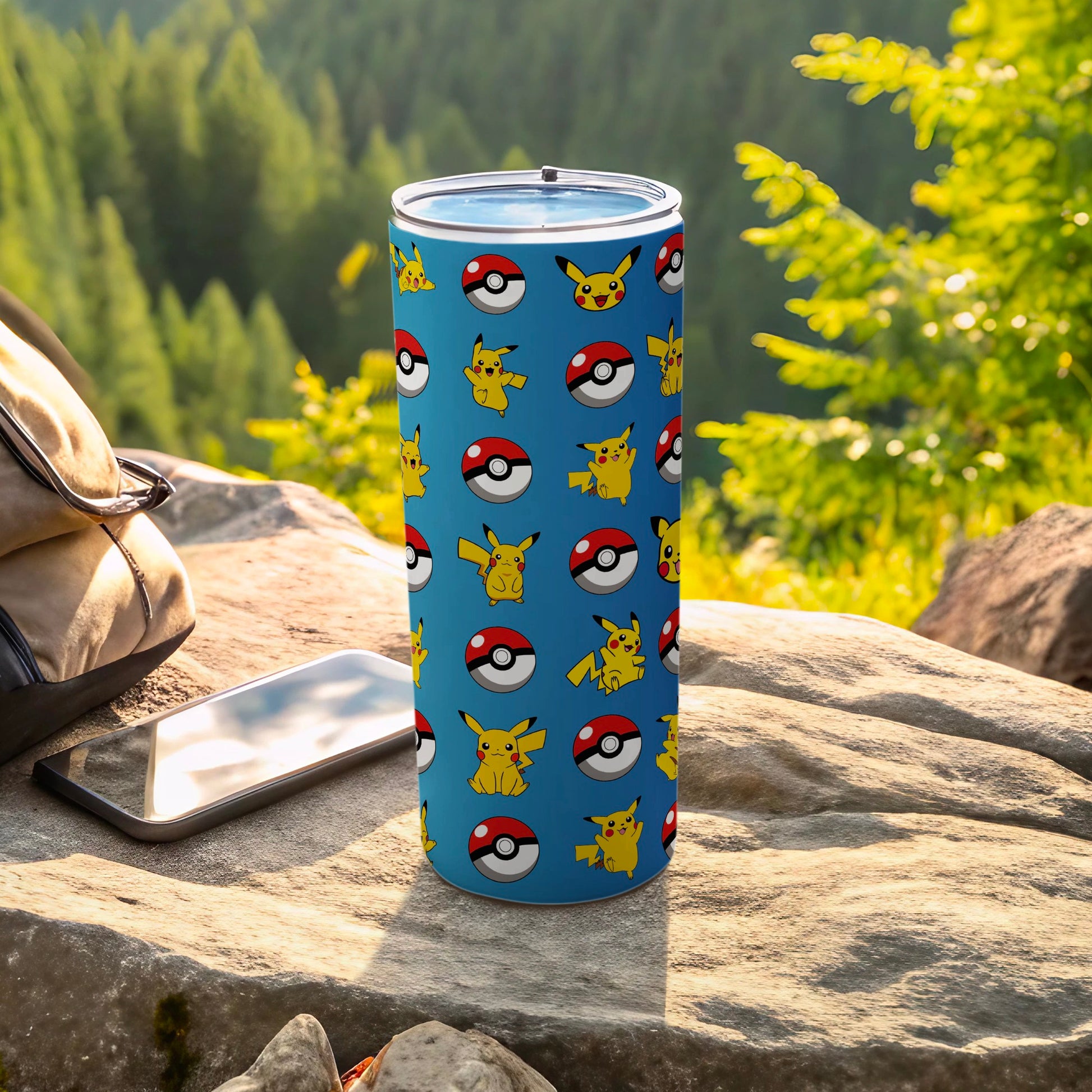 Pikachu and Pokeball Design Insulated Tumbler