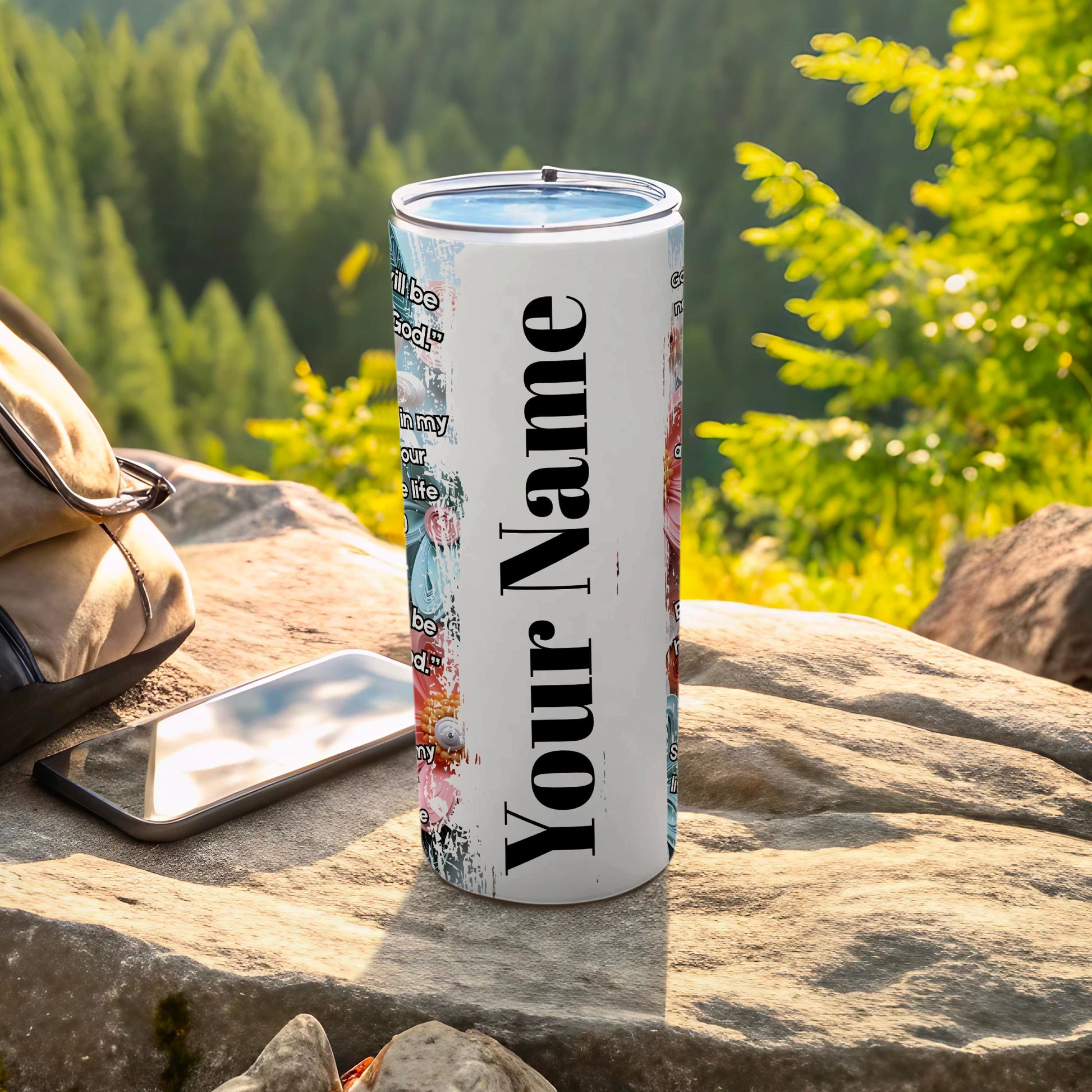Personalized Your Name Tumbler with Floral Design