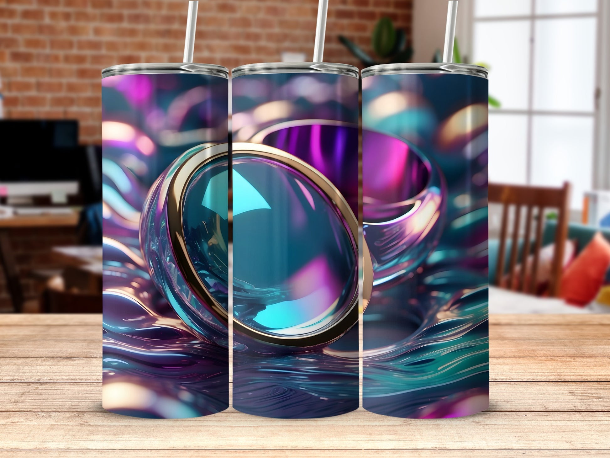 Iridescent Liquid Metal Abstract Pattern Tumbler product type