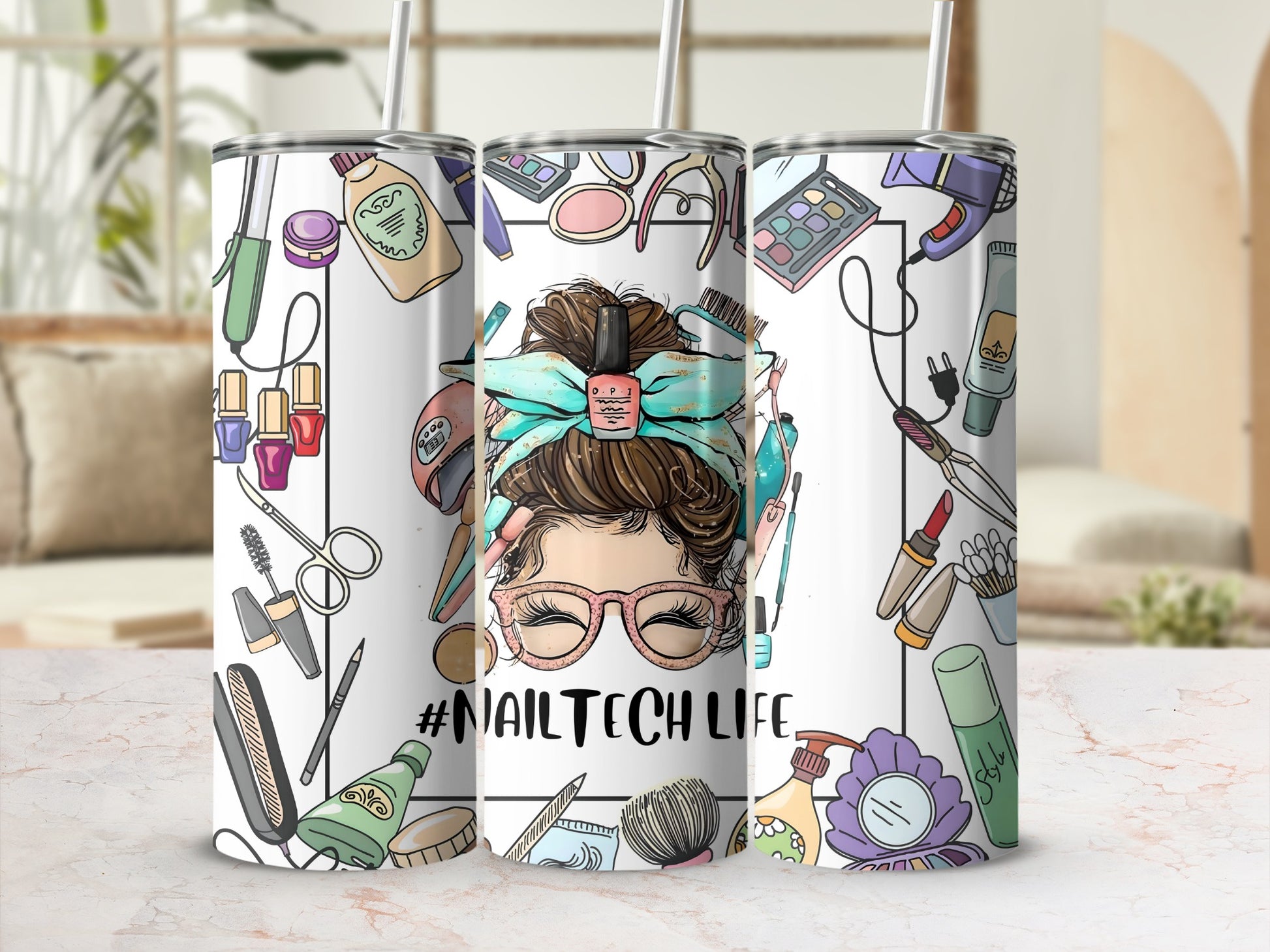 Nail Tech Life Custom Tumbler With Straw Fun Design