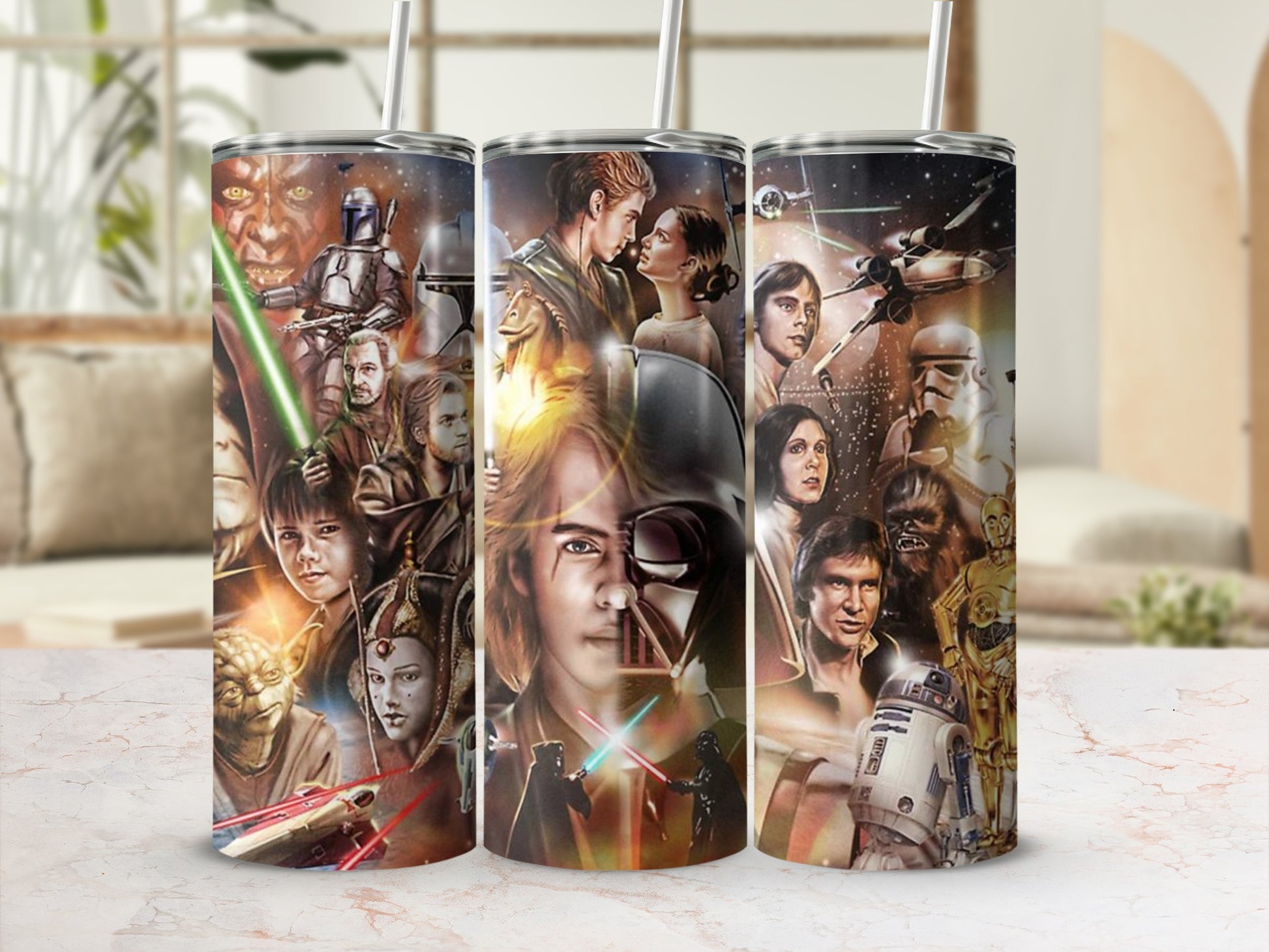 Epic Star Wars Saga Characters Movie Art Tumbler product type