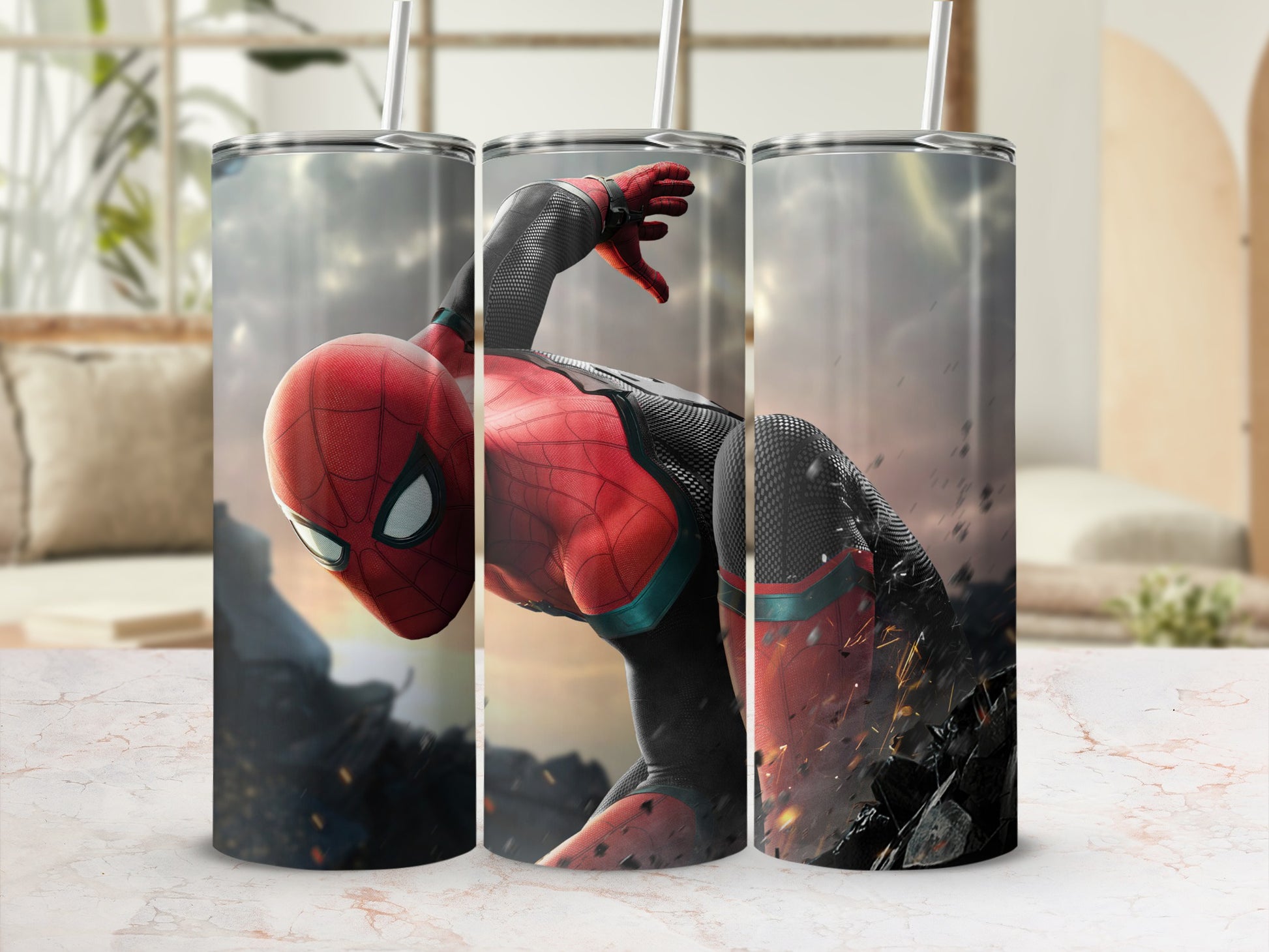 Spider-Man Action Scene Tumbler With Straw Tumbler